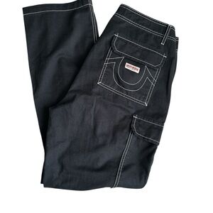 True Religion Ripstop Men’s Black Cargo Pants size 32. Pre-owned.